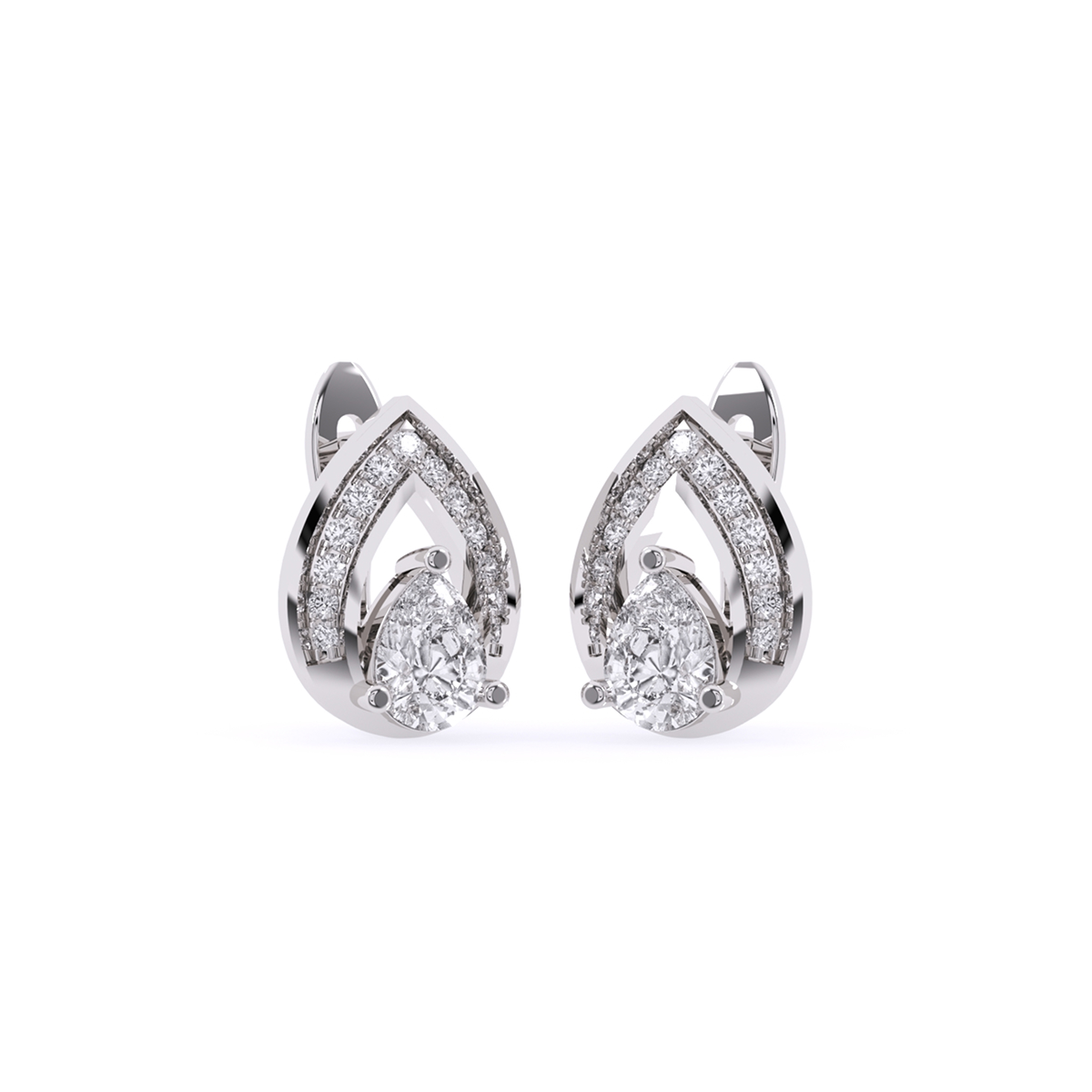 Pear Shape Stud Halo Diamond Earrings